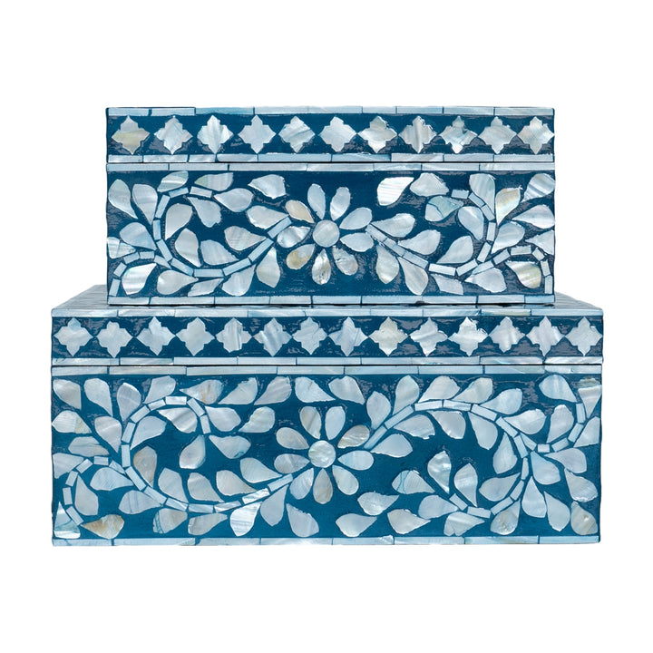 Secret Garden Blue Mother Of Pearl Trinket boxes