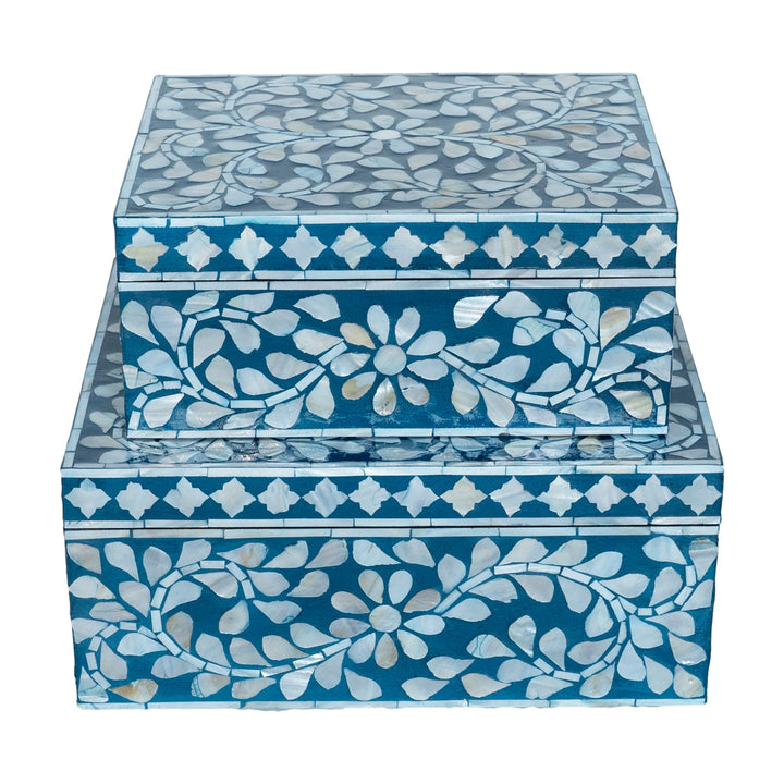 Secret Garden Blue Mother Of Pearl Trinket boxes
