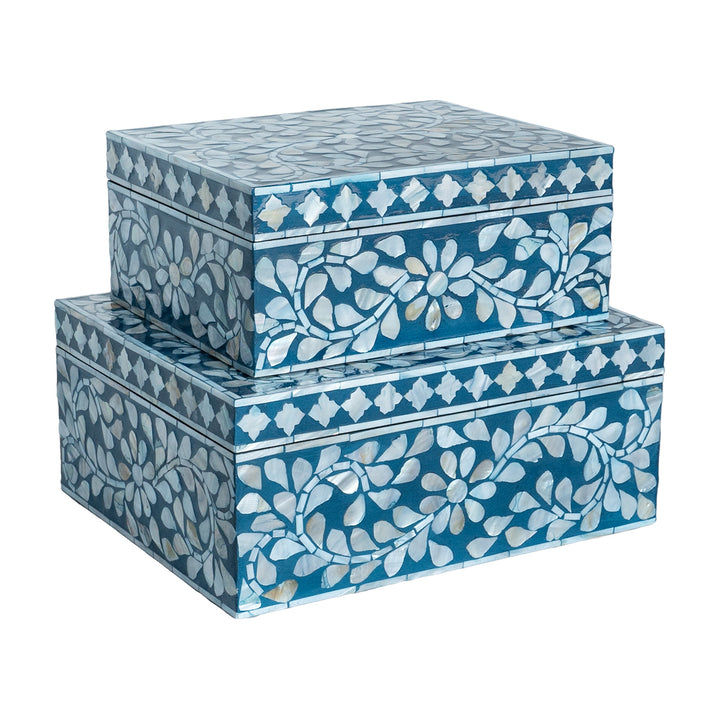Secret Garden Blue Mother Of Pearl Trinket boxes