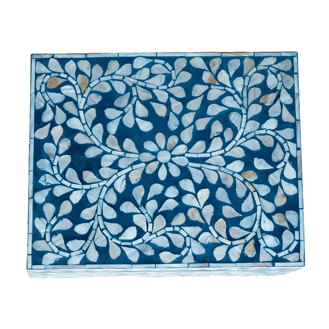 Secret Garden Blue Mother Of Pearl Trinket boxes