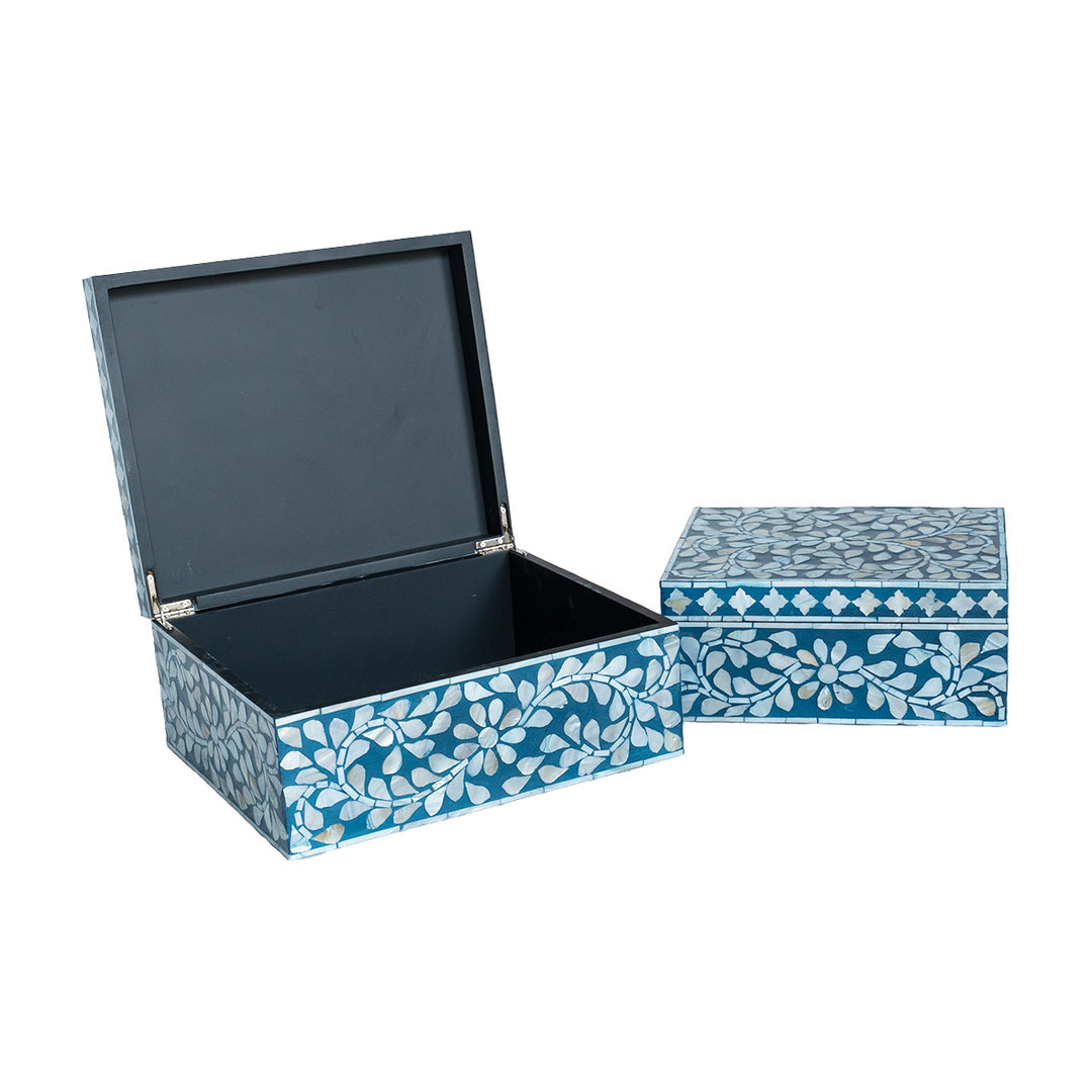 Secret Garden Blue Mother Of Pearl Trinket boxes
