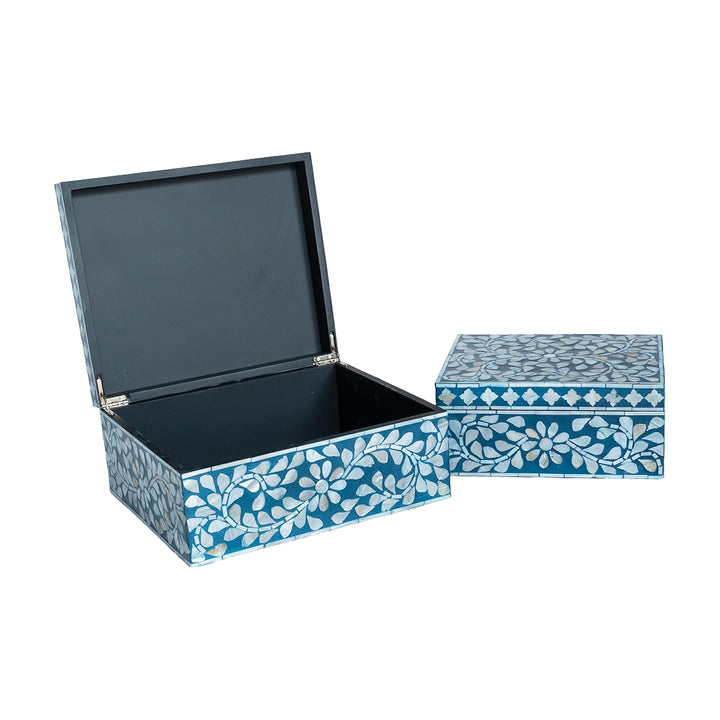 Secret Garden Blue Mother Of Pearl Trinket boxes