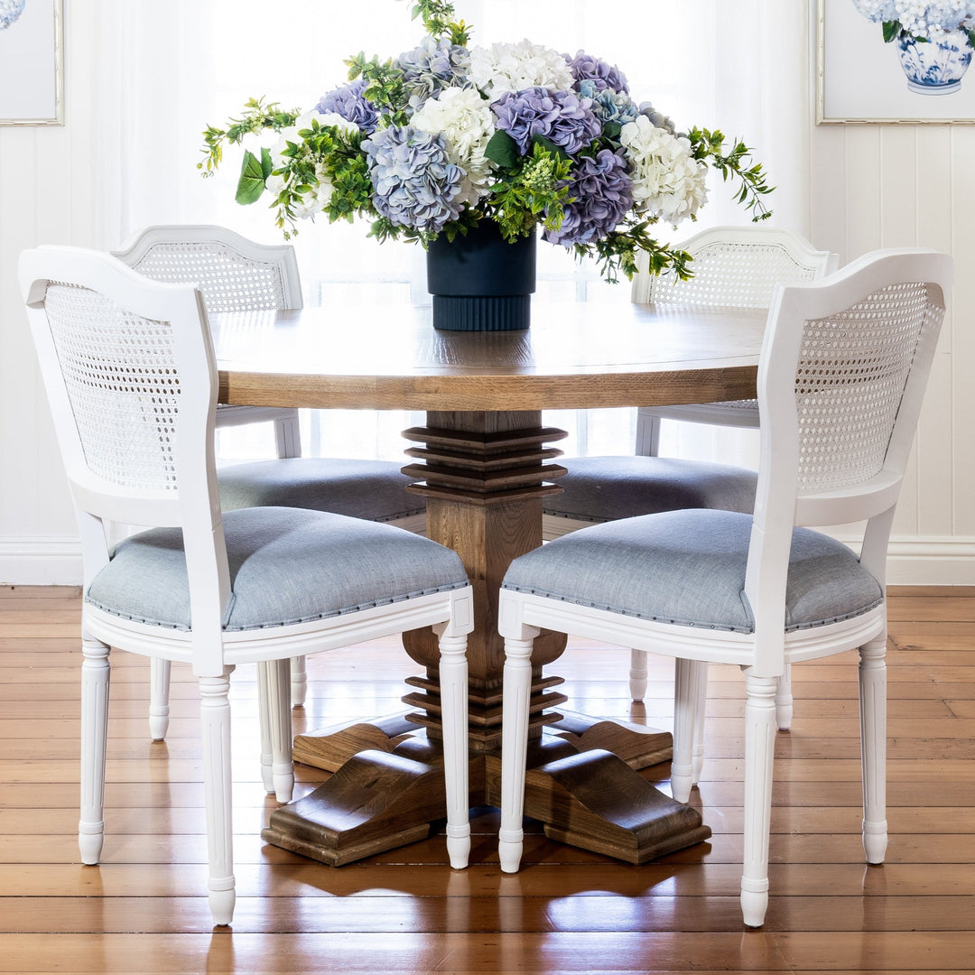 Hannah Parquetry Round Table With Natural Base - Sydney Floorstock