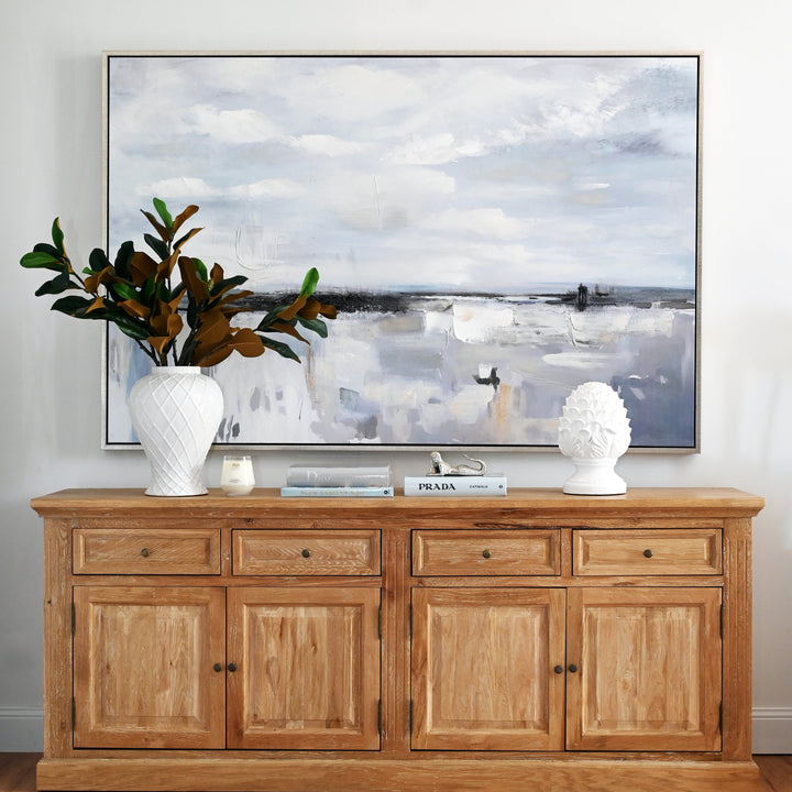 Ocean Whisper Canvas In Extra Large Antique Silver Frame