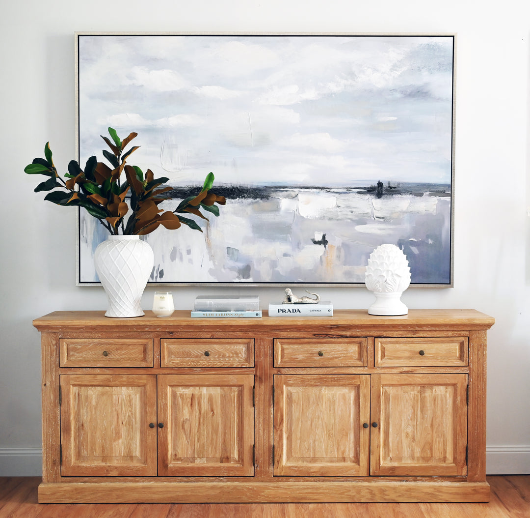 Ocean Whisper Canvas In Extra Large Antique Silver Frame