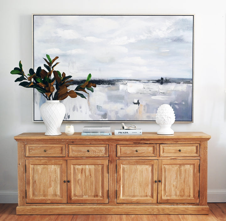 Ocean Whisper Canvas In Extra Large Antique Silver Frame