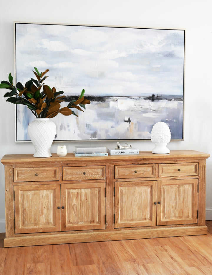 Ocean Whisper Canvas In Extra Large Antique Silver Frame