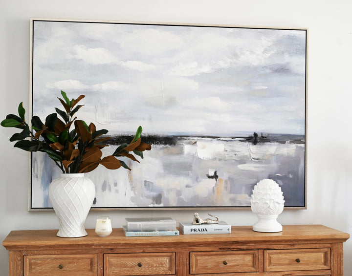 Ocean Whisper Canvas In Extra Large Antique Silver Frame