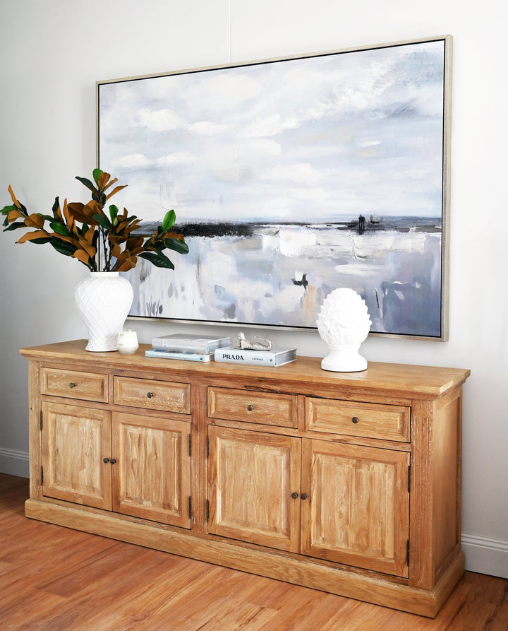 Ocean Whisper Canvas In Extra Large Antique Silver Frame