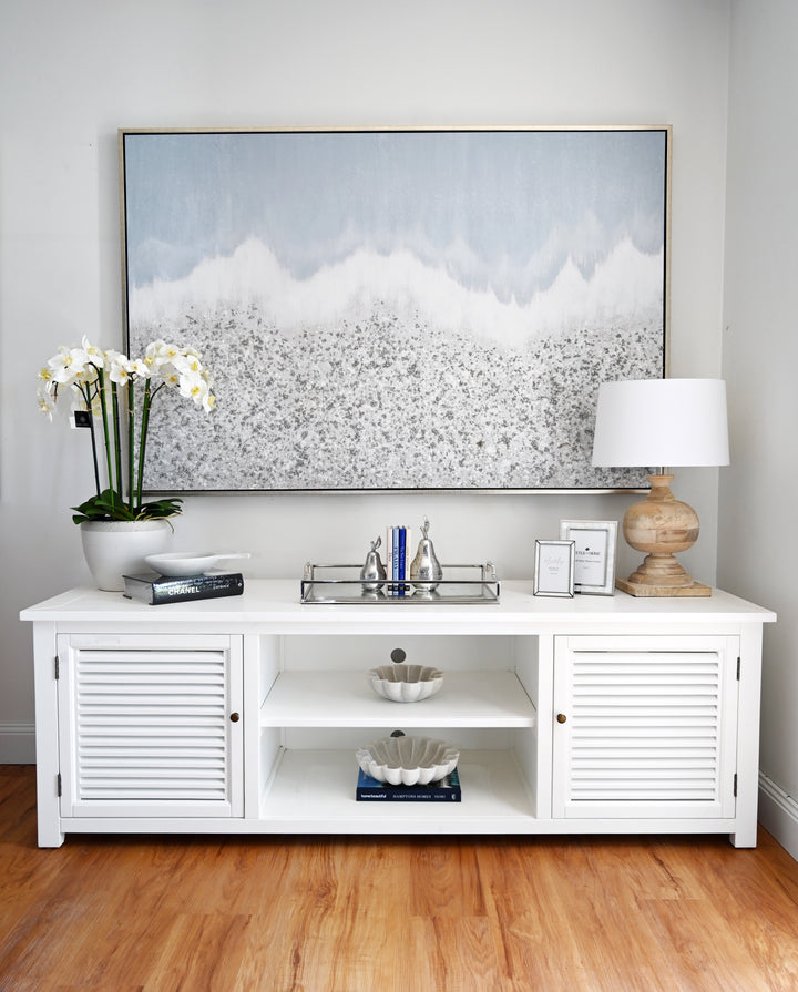 Surf Break Landscape Extra Large Canvas In Antique Silver Frame