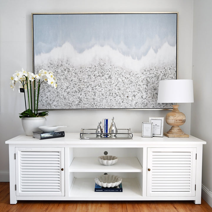 Surf Break Landscape Extra Large Canvas In Antique Silver Frame