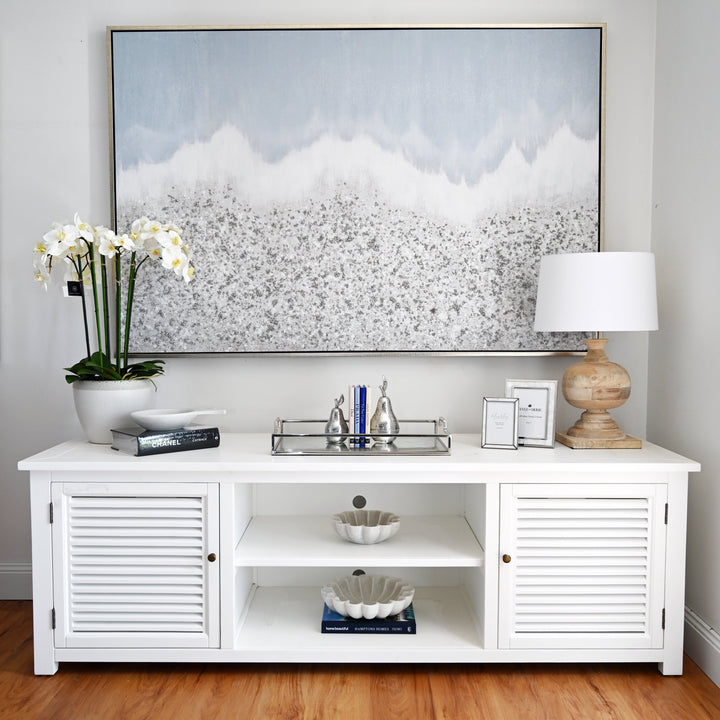 Plantation Large Entertainment Unit Satin White 200cm wide x 55cm deep x 65cm high