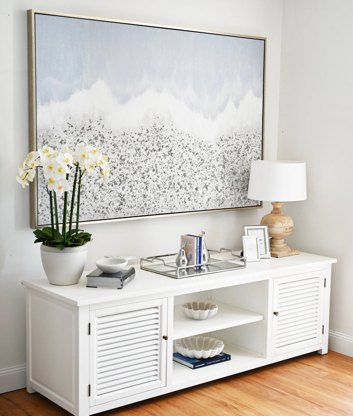 Surf Break Landscape Extra Large Canvas In Antique Silver Frame