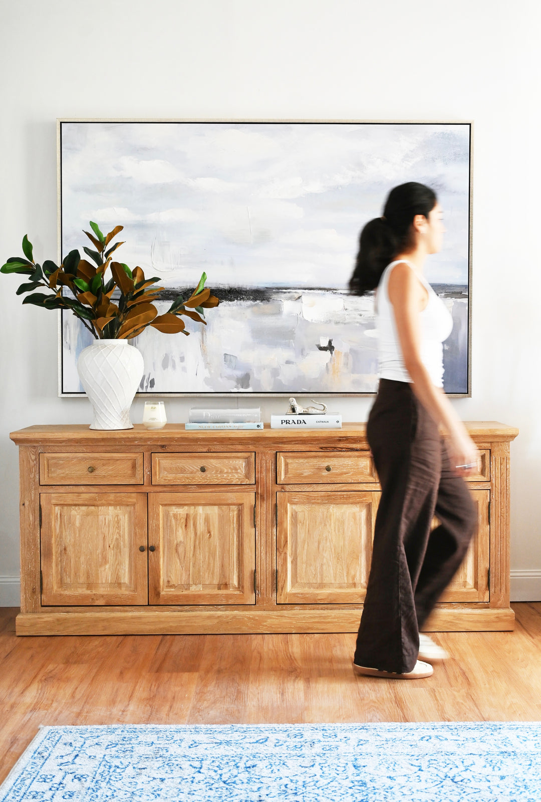 Ocean Whisper Canvas In Extra Large Antique Silver Frame