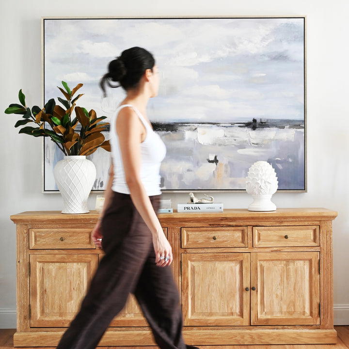 Ocean Whisper Canvas In Extra Large Antique Silver Frame