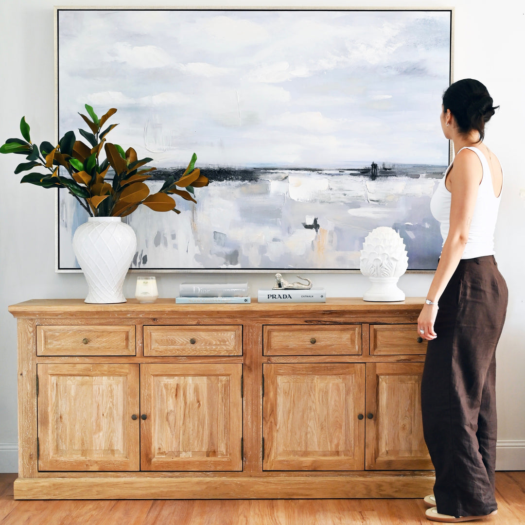 Long Island Large Classic Buffet Whitewash Oak 200cm wide x 43cm deep x 80cm high