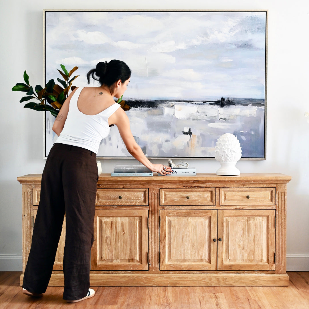 Ocean Whisper Canvas In Extra Large Antique Silver Frame
