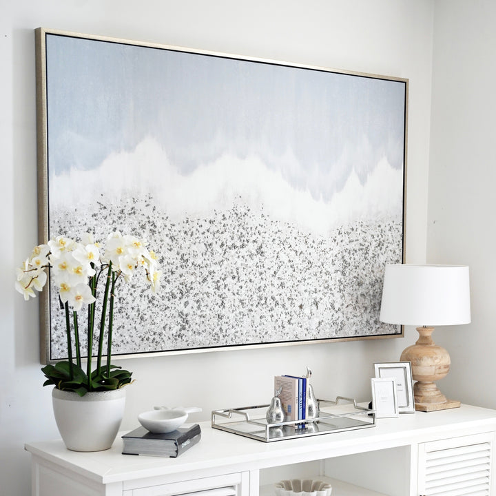 Surf Break Landscape Extra Large Canvas In Antique Silver Frame