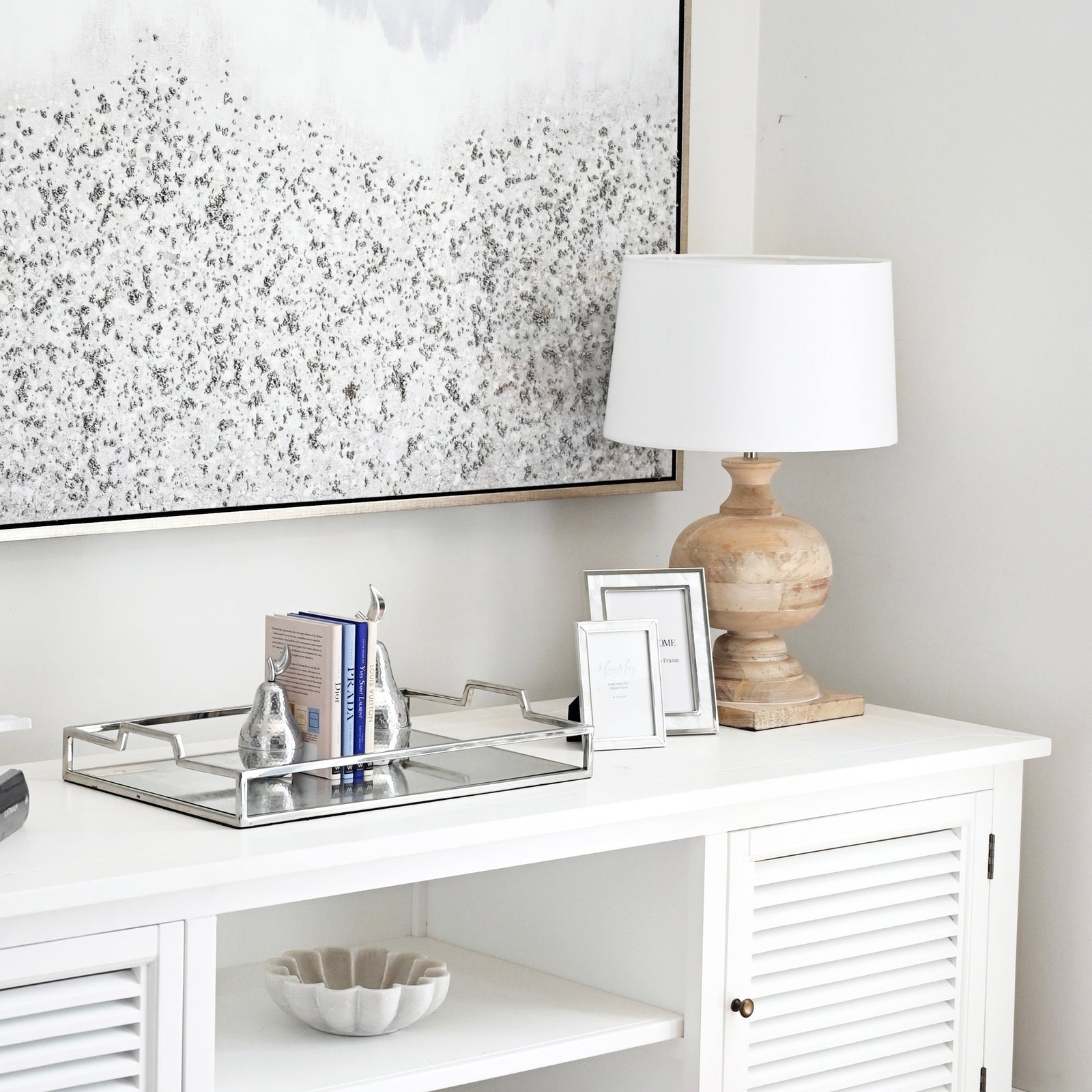 Modern Rectangular Silver Mirrored Tray With Handles