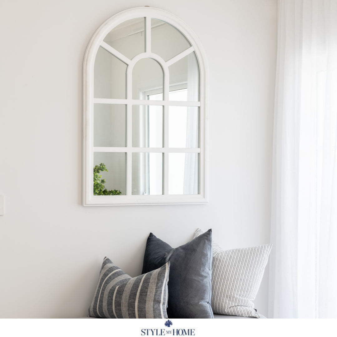 Brisbane Floor Cathedral White Arched Wall Mirror