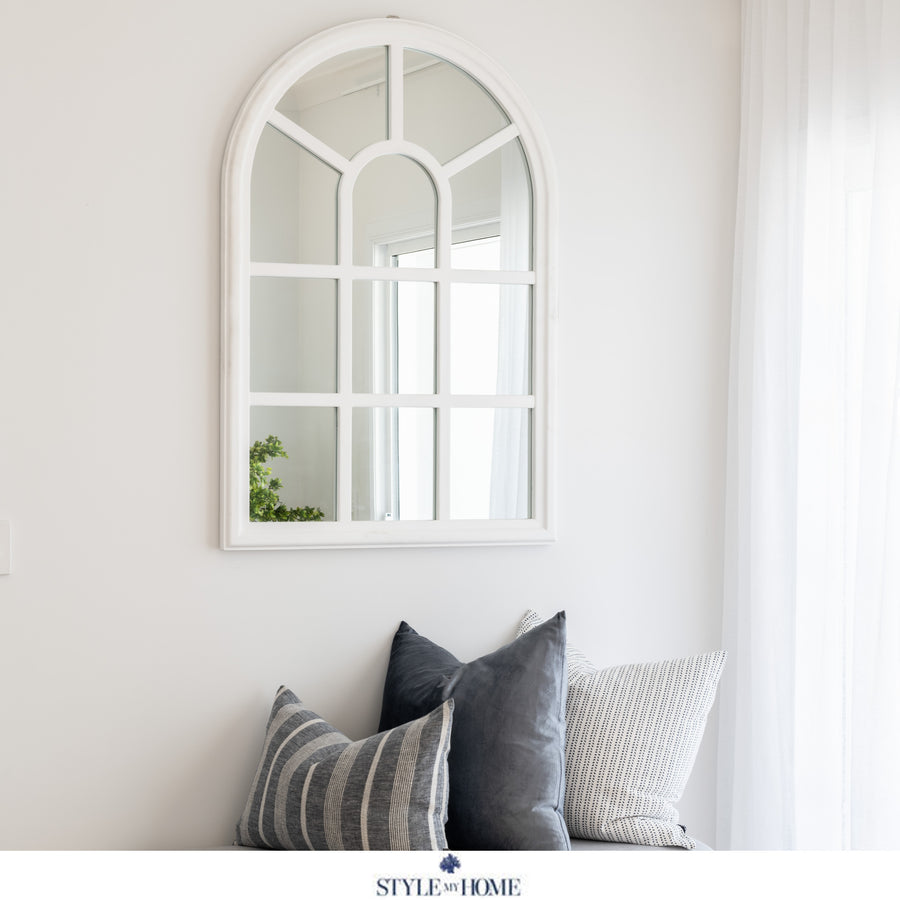 Brisbane Floor Cathedral White Arched Wall Mirror