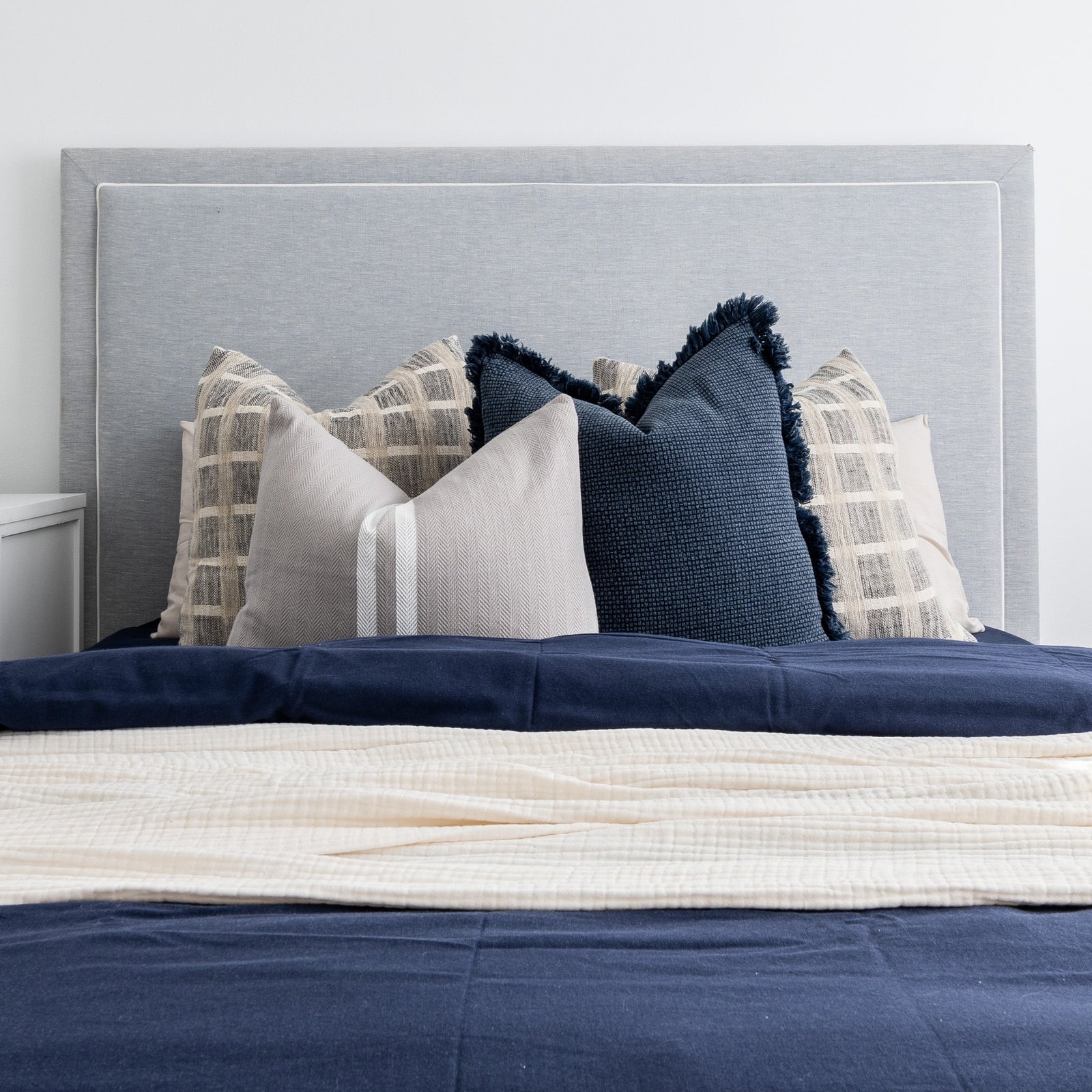 Grace Square Deluxe Bedhead Super King Duck Egg Blue Square