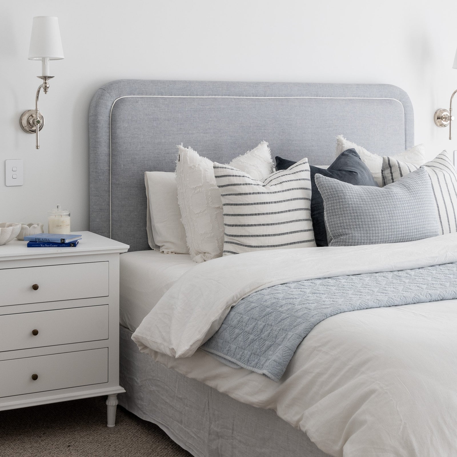 Grace Curved Deluxe Bedhead Duck Egg Blue Curved