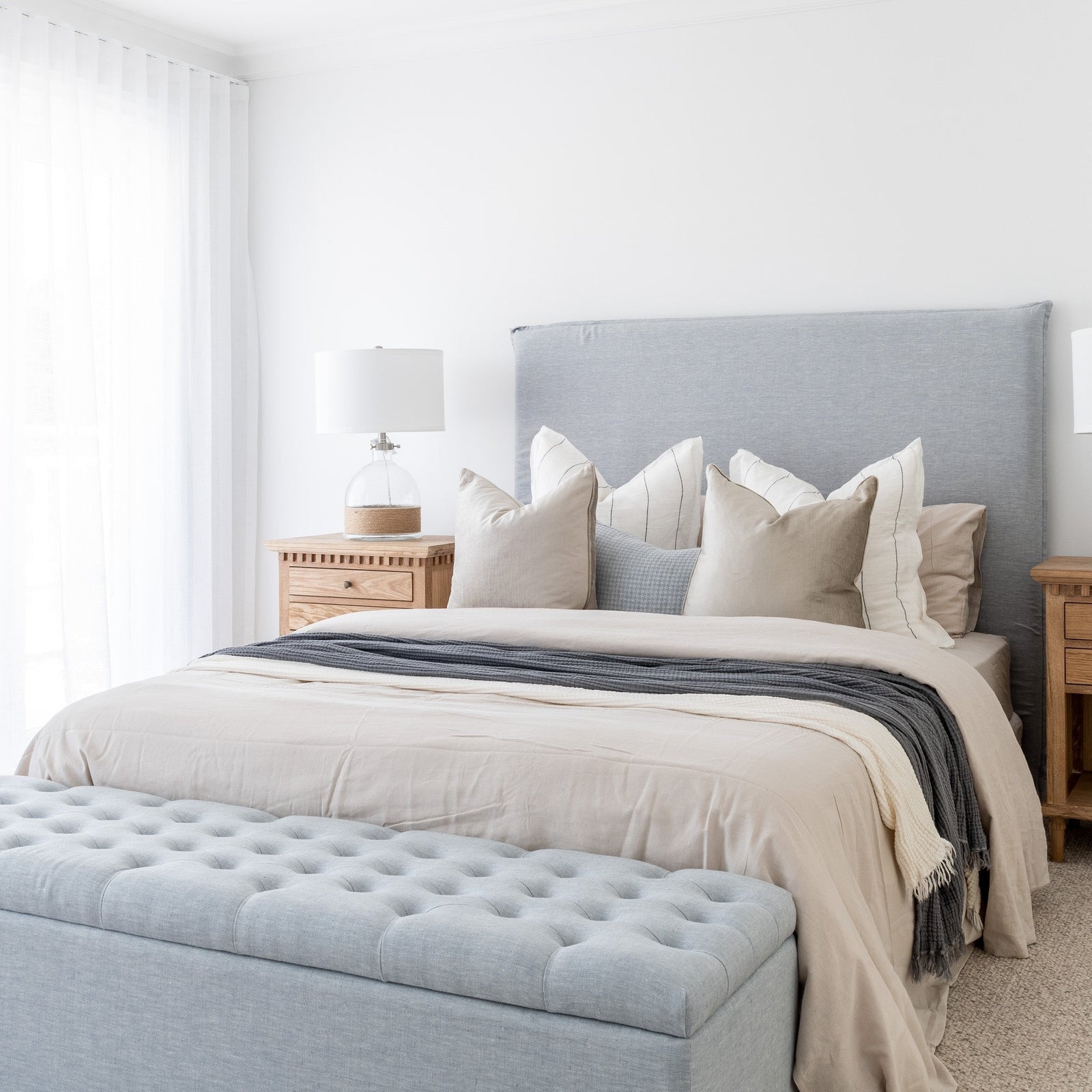 Capri Linen Slip Cover Bedhead Duck Egg Blue