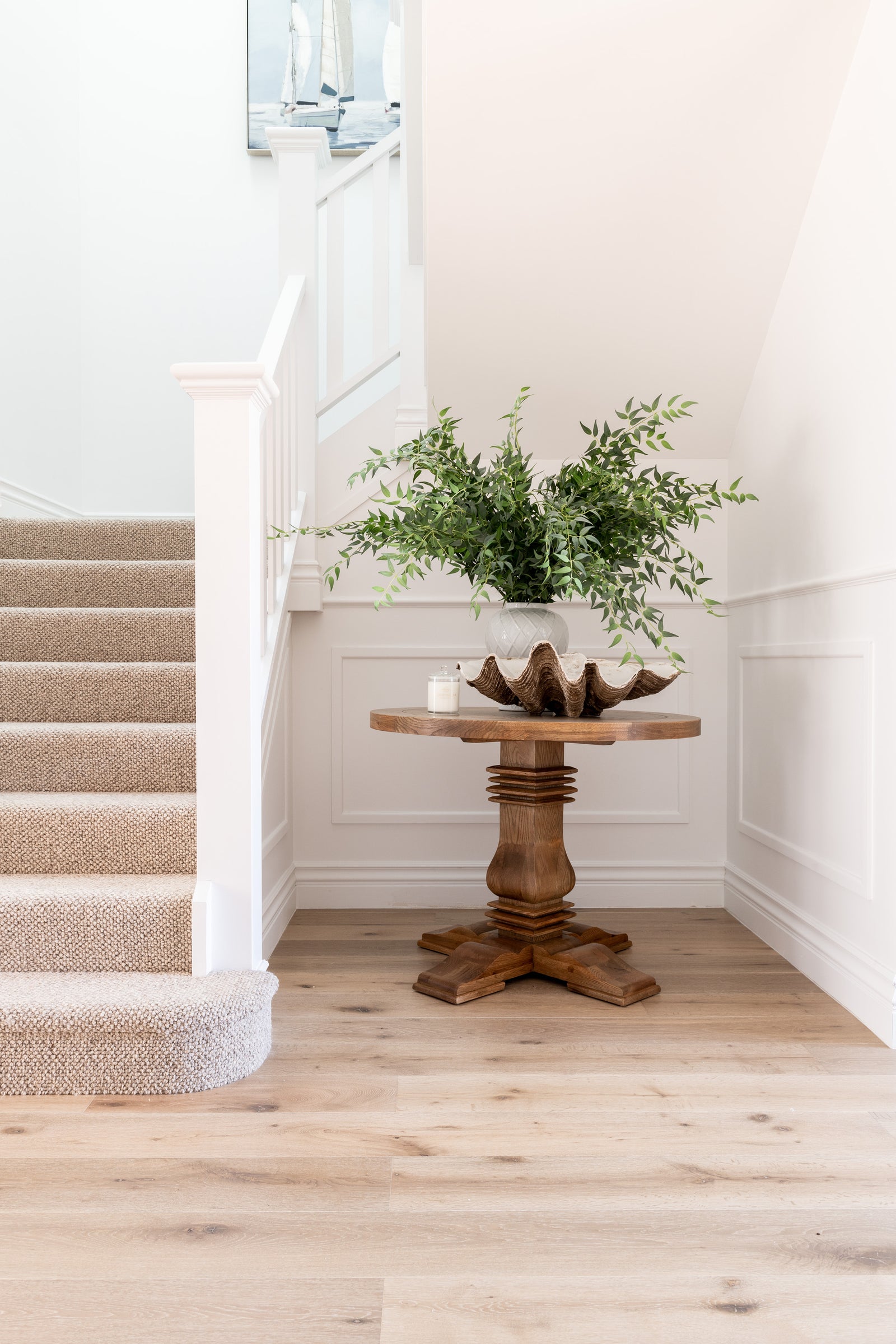 Hannah Parquetry Round Table With Natural Base - Sydney Floorstock