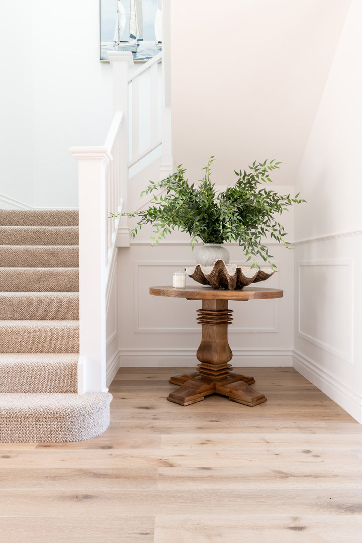 Hannah Parquetry Round Table With Natural Base - Sydney Floorstock