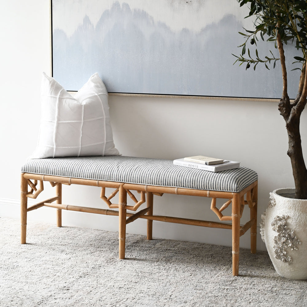 Raffles Linen Upholstered Oak Bench Seat