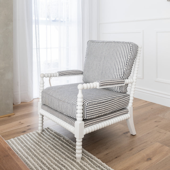 Bobbin Linen And Oak Armchair