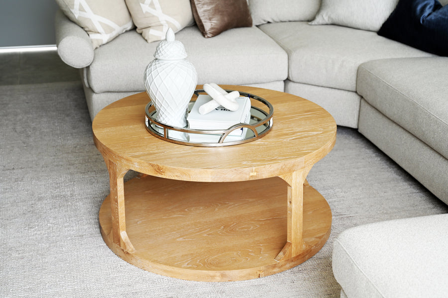 Milla White Wash Round Coffee Table - Sydney Floorstock