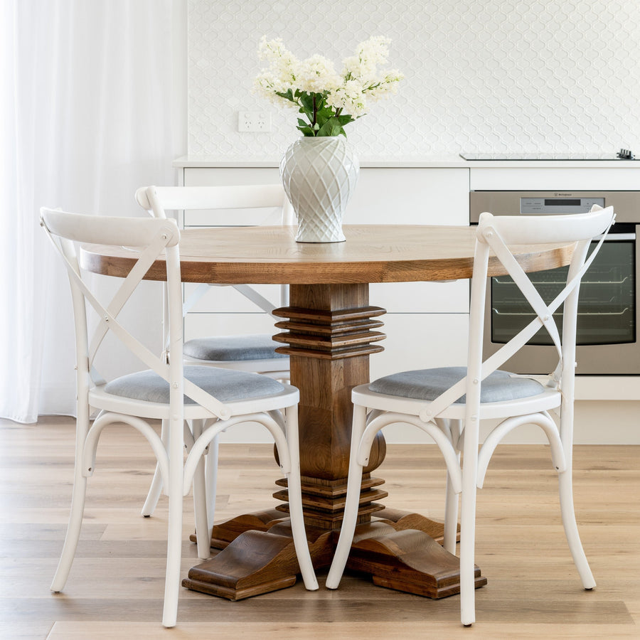 Carter Cross-back Chair With Linen Seat - Sydney Floorstock