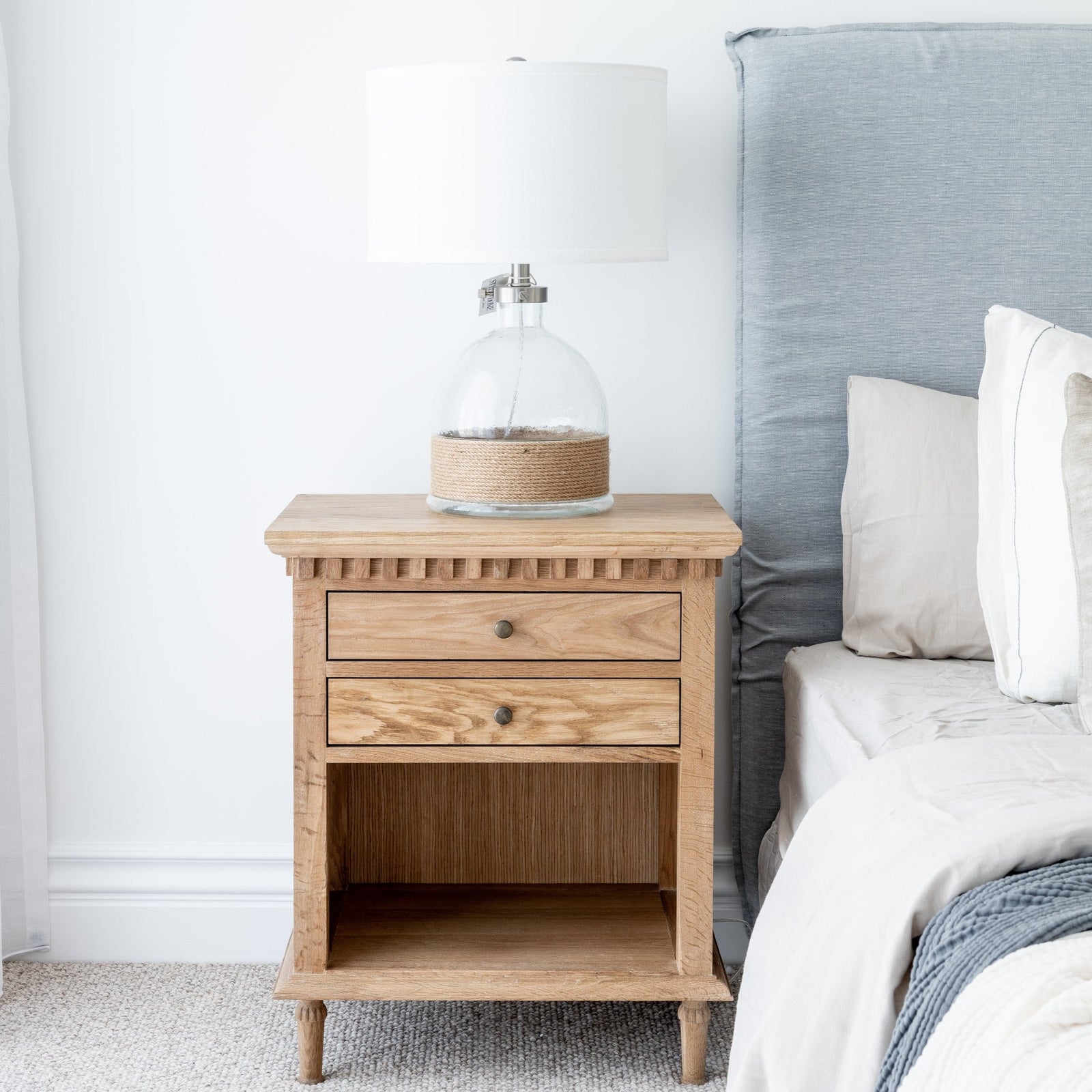 Regency Medium Bedside Table Whitewash Oak 60cm wide x 43cm deep x 76cm high