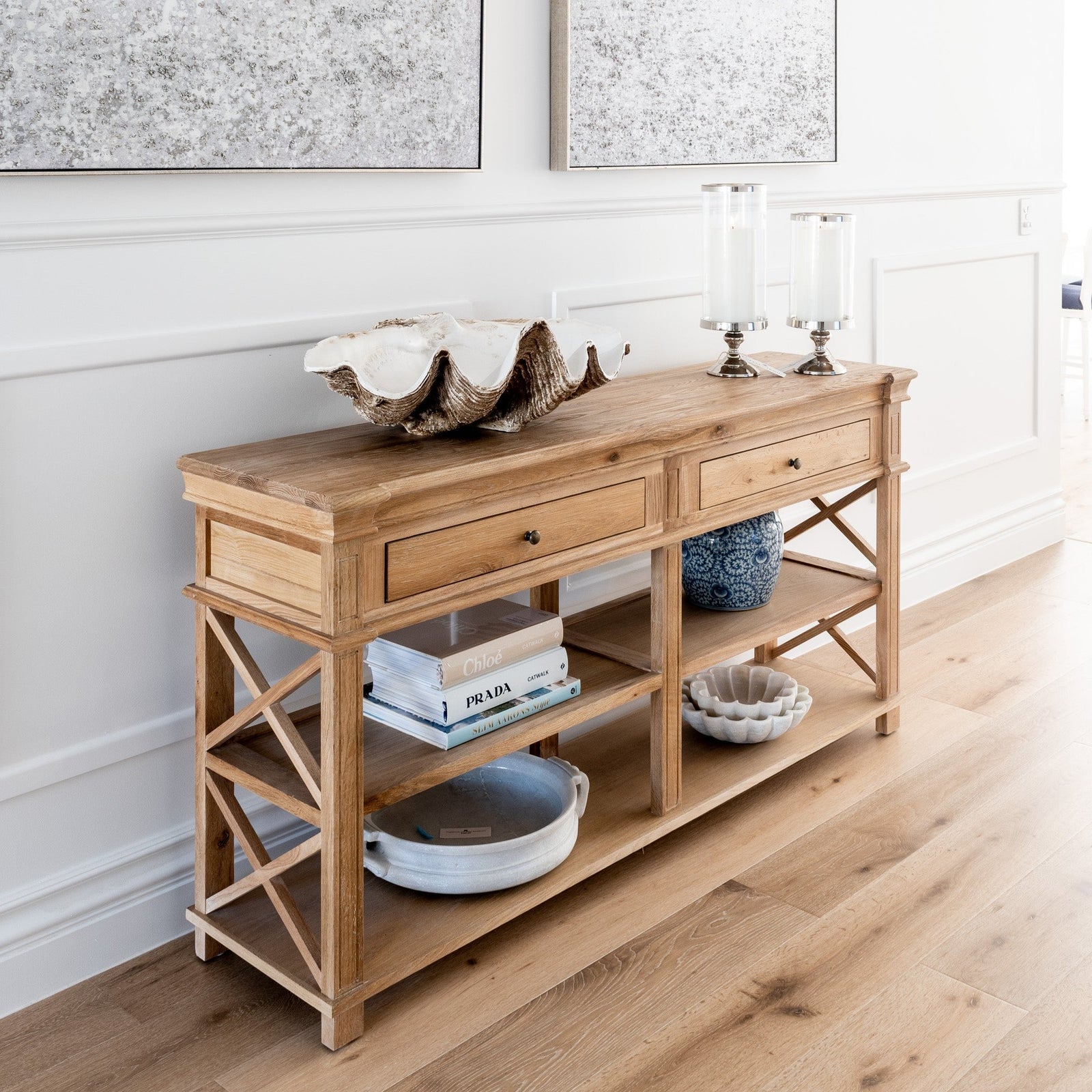 North Harbour Medium Console Table Whitewash Oak 160cm wide x 40cm deep x 80cm high
