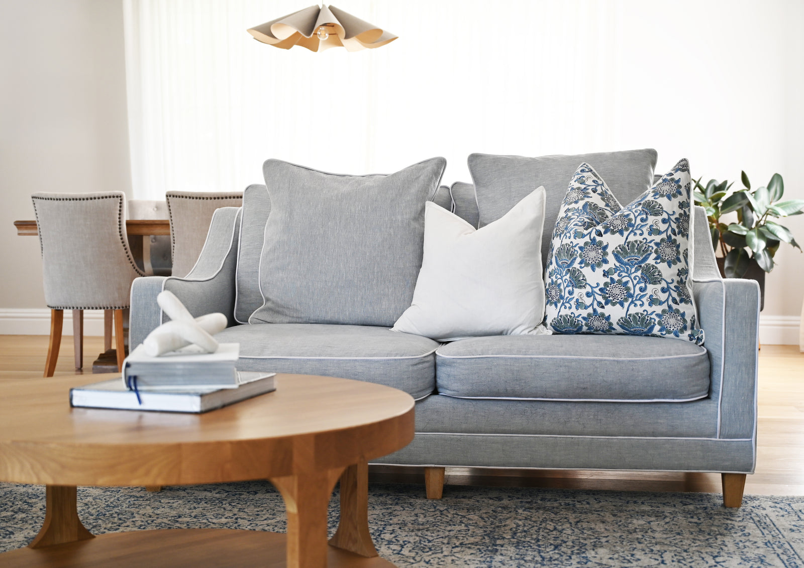 Martha 2 Seater Linen Lounge Duck Egg Blue 170cm wide x 102cm deep x 91cm high