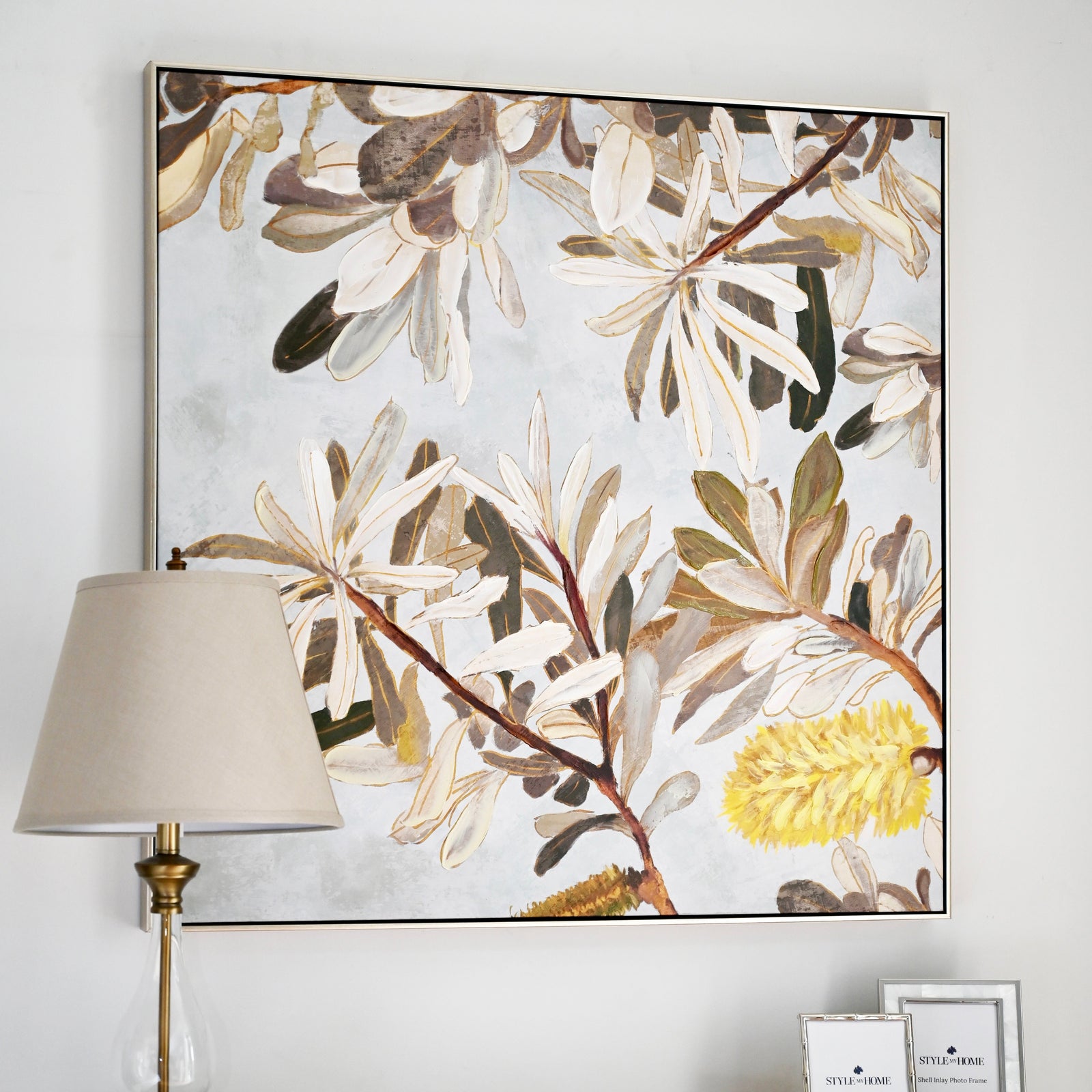 Wattle Canvas In Antique Silver Frame