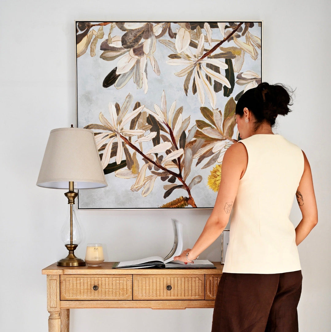Wattle Canvas In Antique Silver Frame
