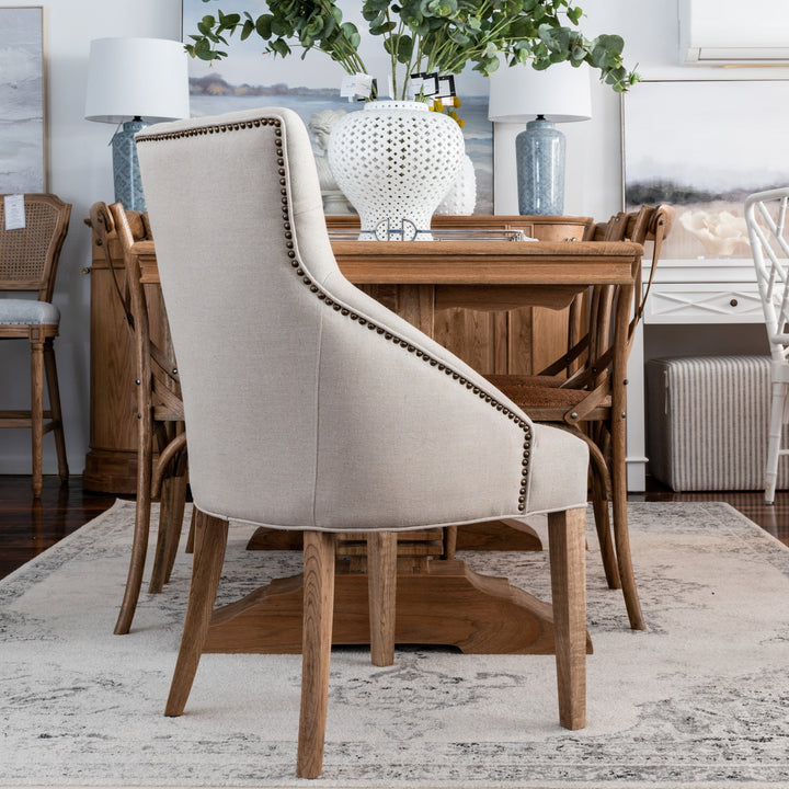 Leopold Plain-Back Upholstered Linen Dining Chair