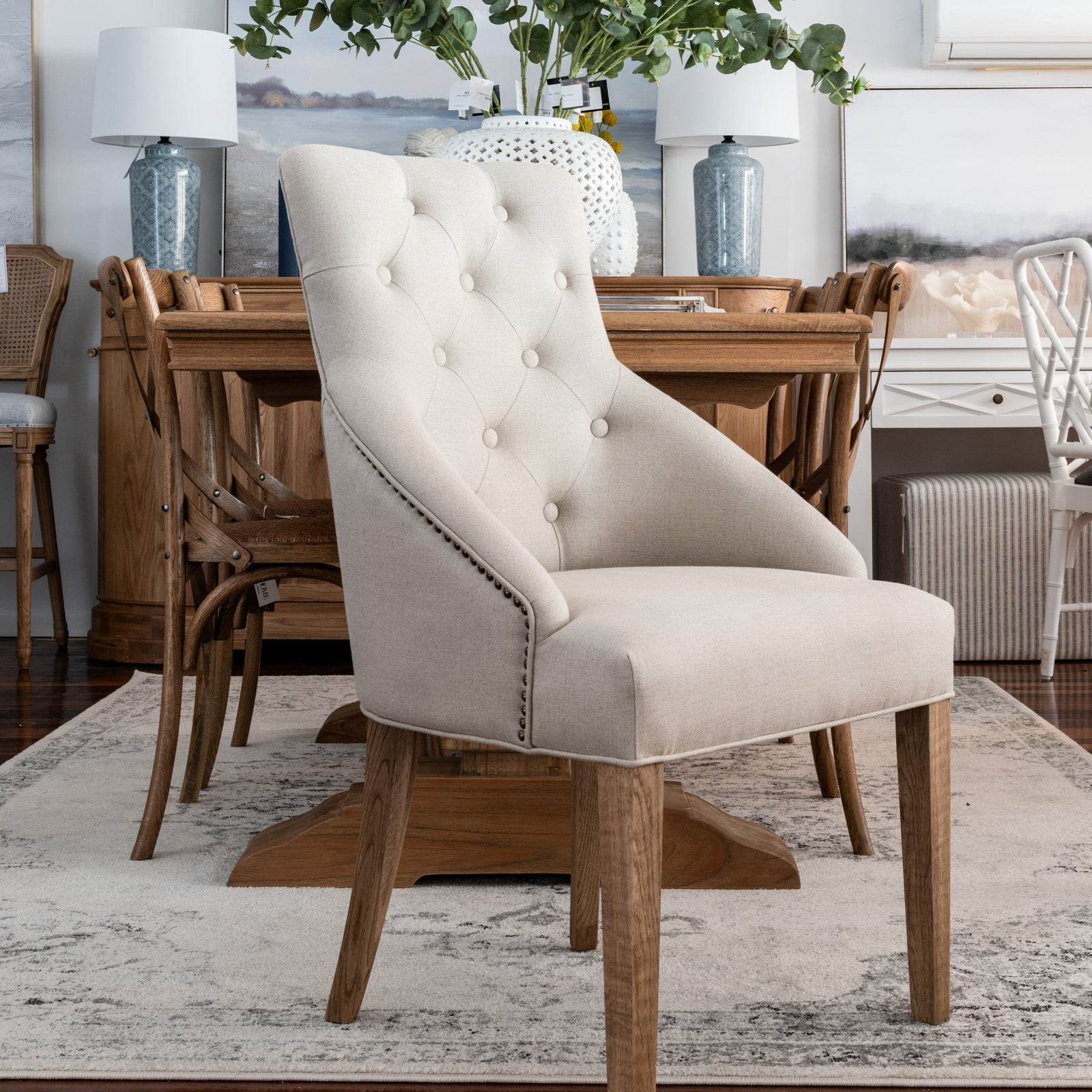 Leopold Upholstered Linen Dining Chair - Sydney Floorstock