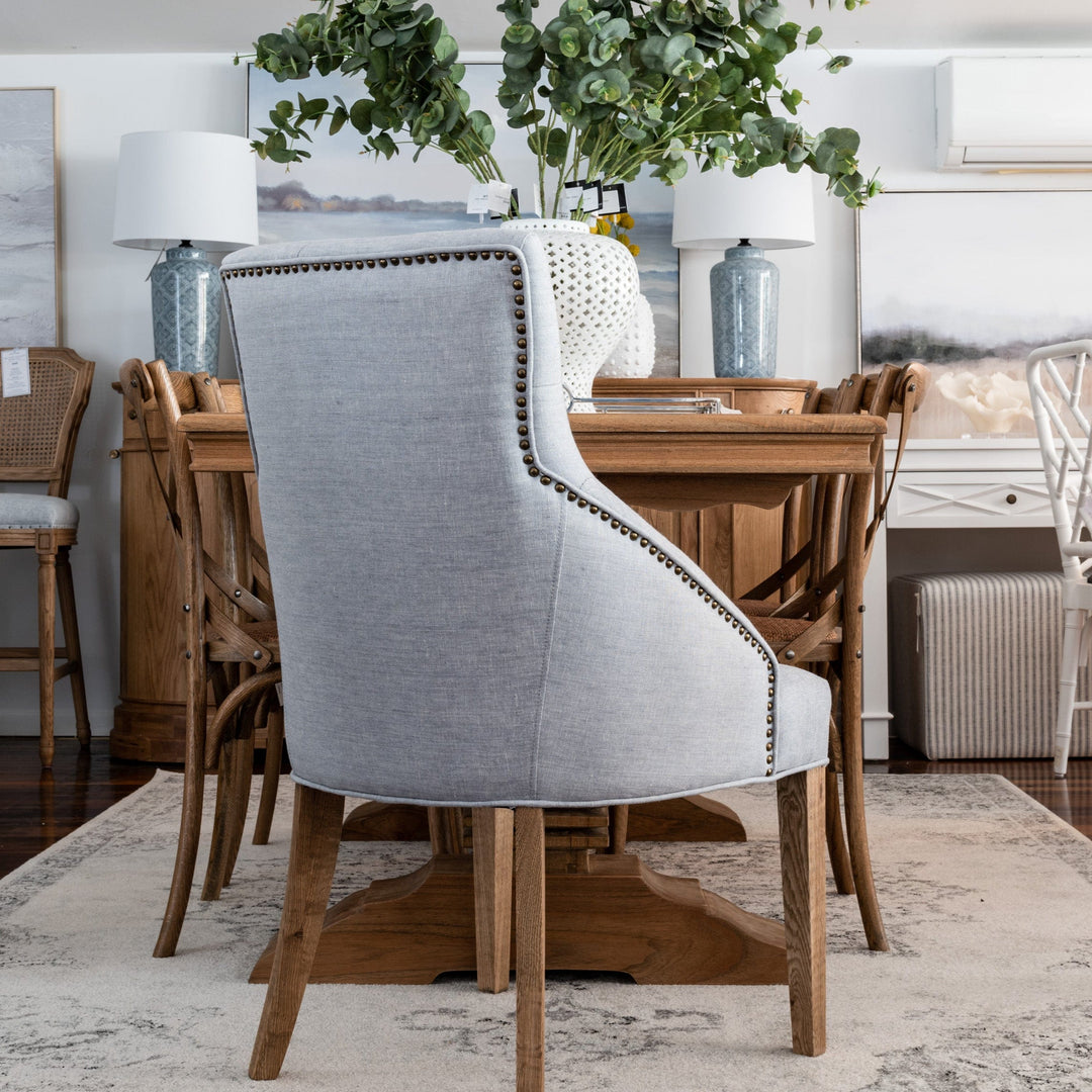 Leopold Plain-Back Upholstered Linen Dining Chair