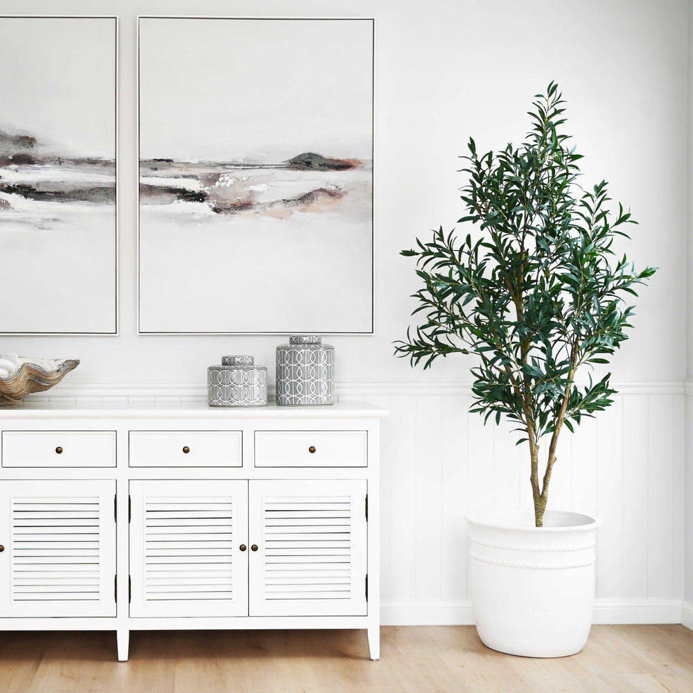 Positano Round White Fibre Clay Planter