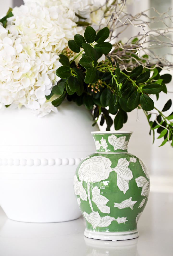 Hydrangea Green Ceramic Vase