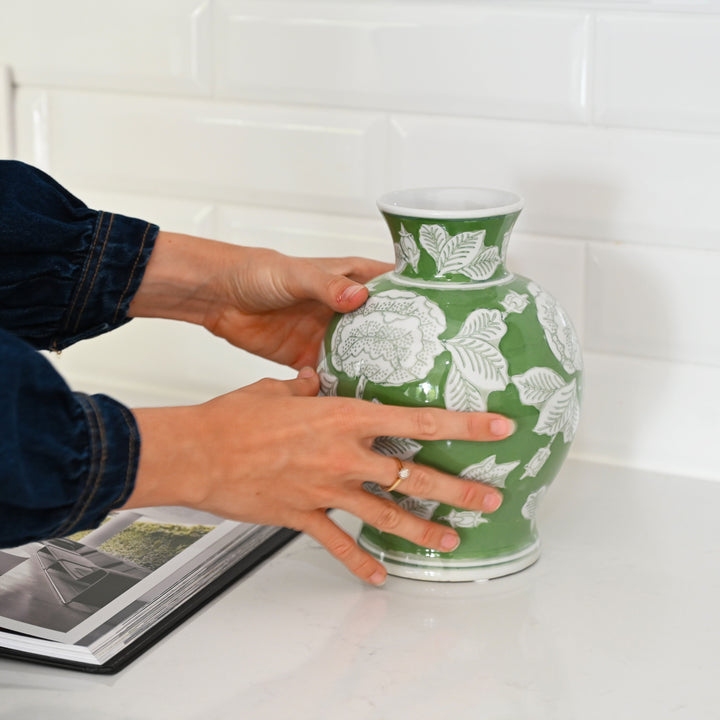 Hydrangea Green Ceramic Vase