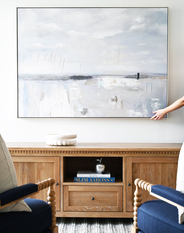 Ocean Whisper Canvas In Extra Large Antique Silver Frame