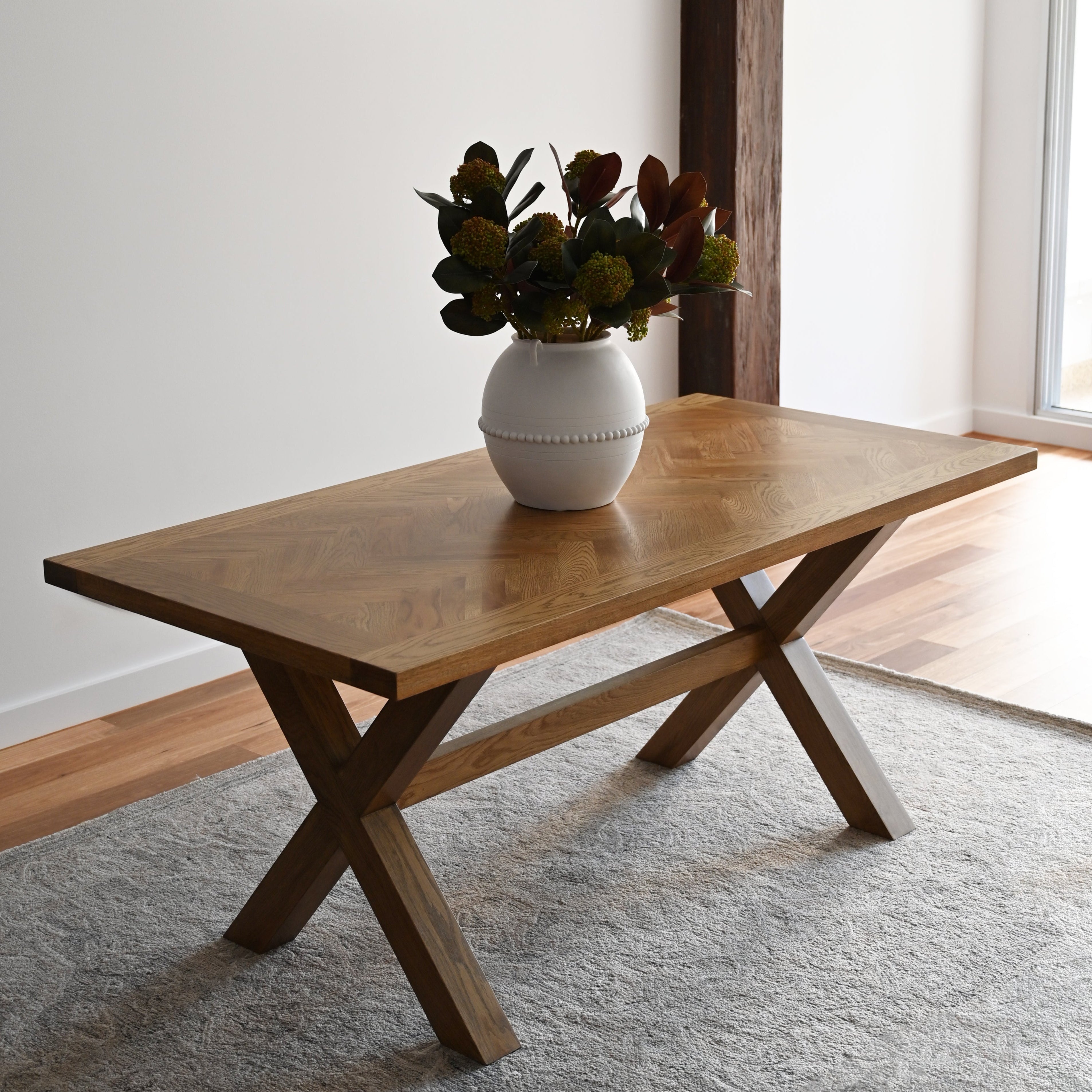 Herringbone Natural Oak Dining Table – Style My Home