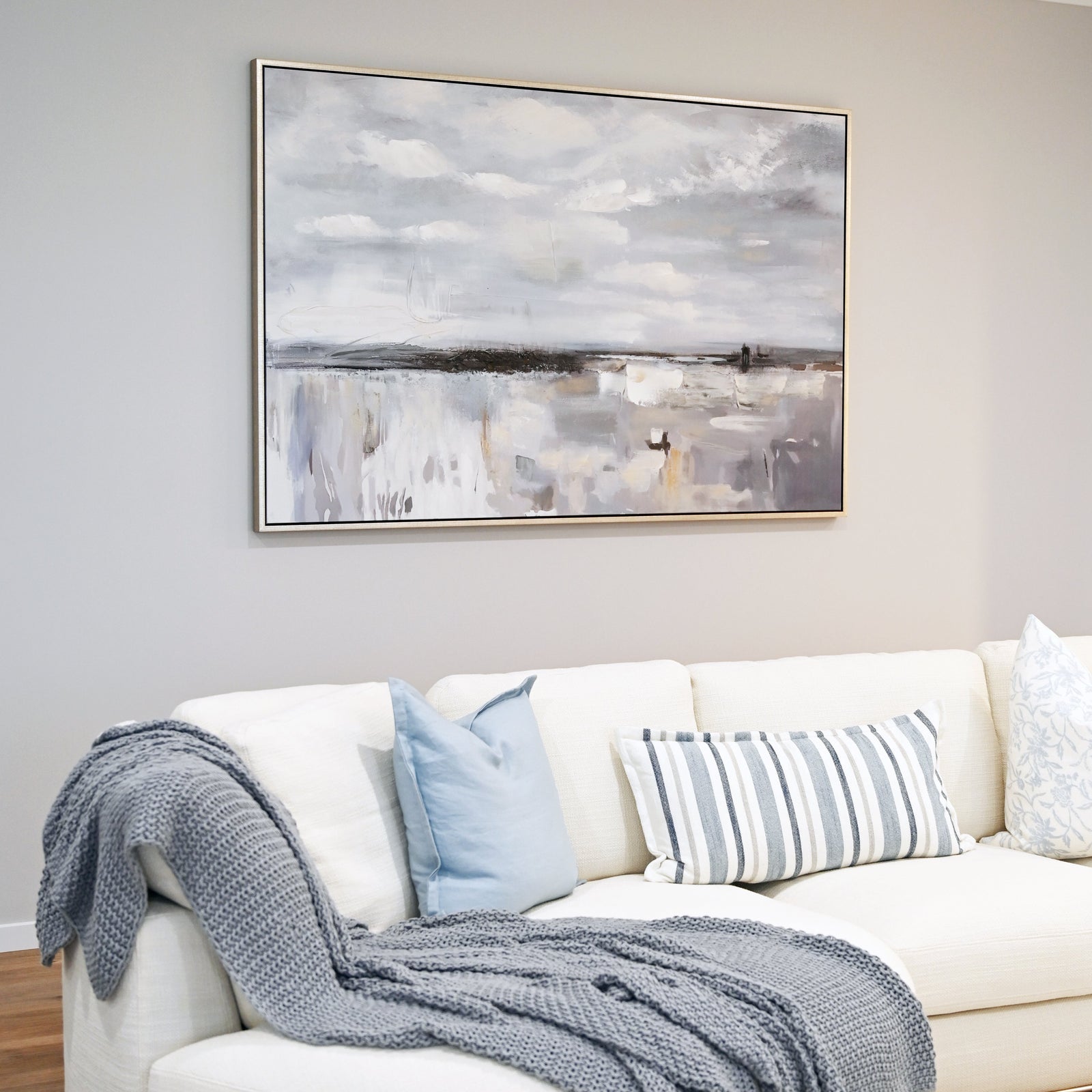 Ocean Whisper Canvas In Extra Large Antique Silver Frame