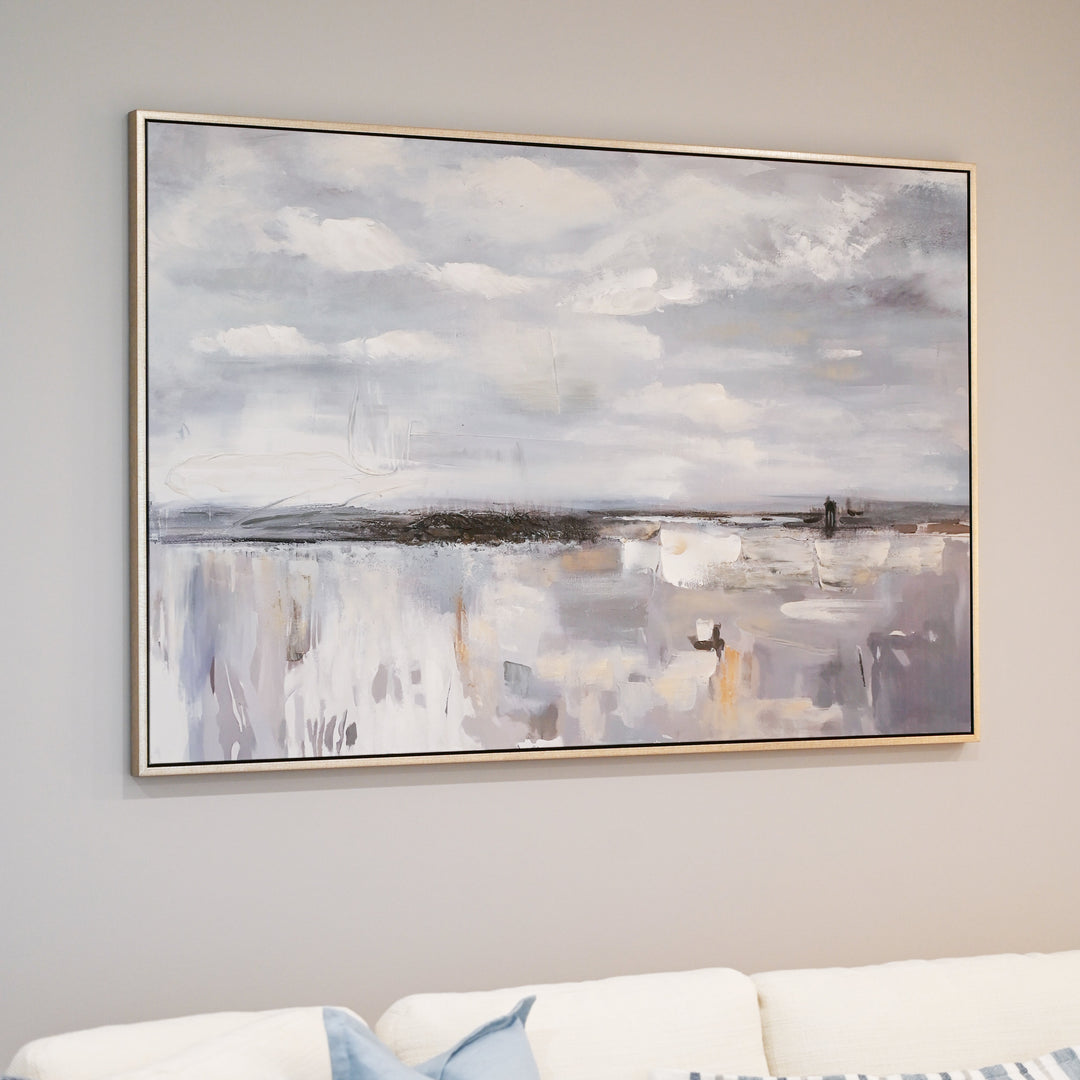 Ocean Whisper Canvas In Extra Large Antique Silver Frame