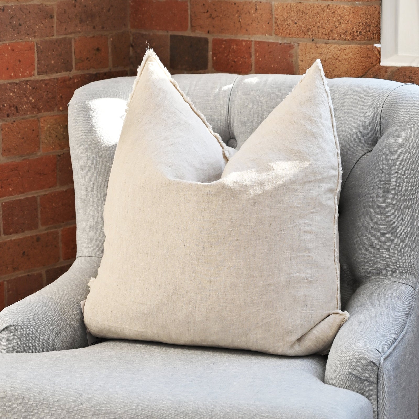 Heather Oatmeal Square Linen Cushion
